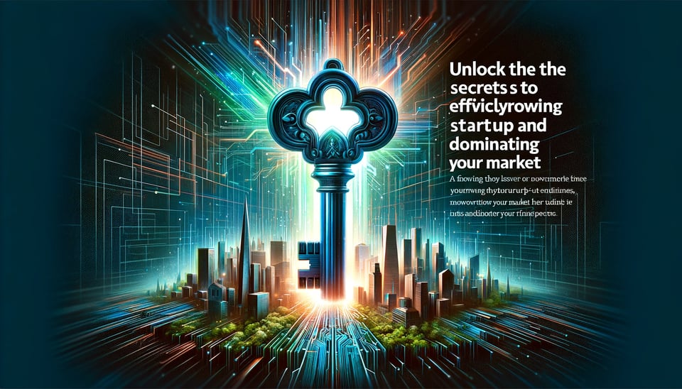 DALL·E 2024-05-08 05.46.01 - A featured image for a guide on efficiently growing a startup and dominating the market, suitable for social media platforms like Facebook, LinkedIn,